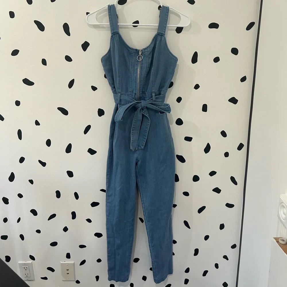 SEXY SMALL IRIS DENIM JUMPSUIT - Picture 2 of 10